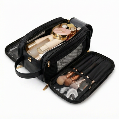 Vepine Glossa | Makeup Organizer Box with Waterproof Design & Brush Protectors | Large Capacity Cosmetic Organizer for Travel and Everyday Use