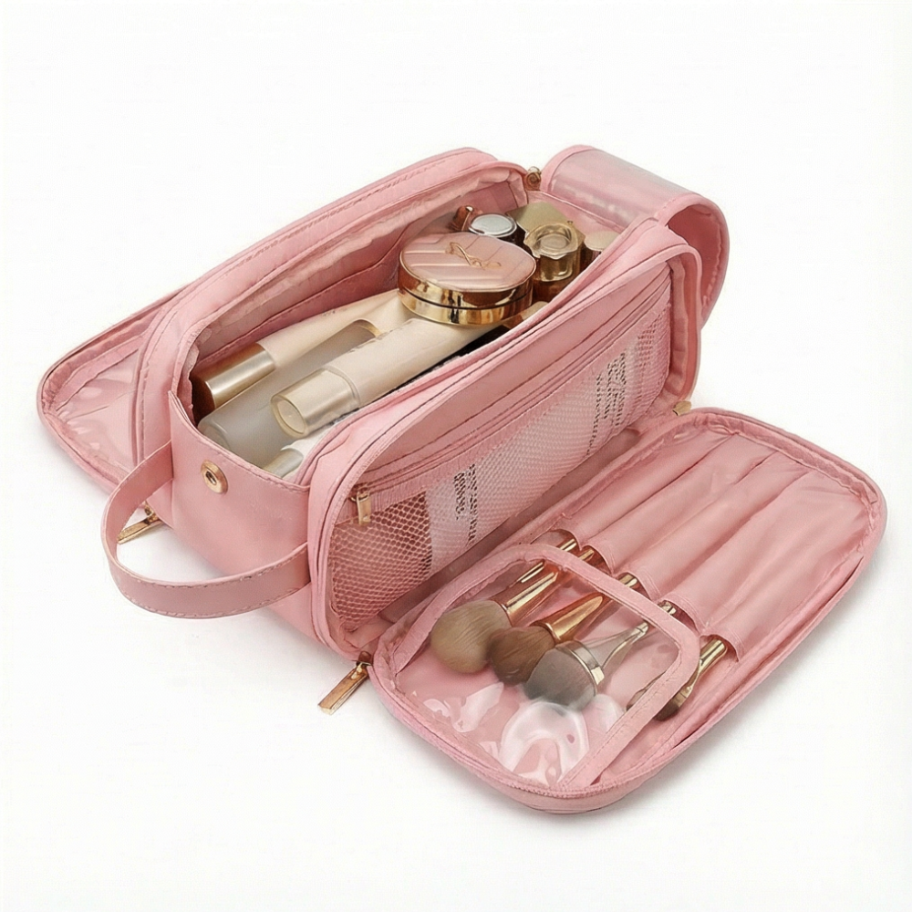 Vepine Glossa | Makeup Organizer Box with Waterproof Design & Brush Protectors | Large Capacity Cosmetic Organizer for Travel and Everyday Use